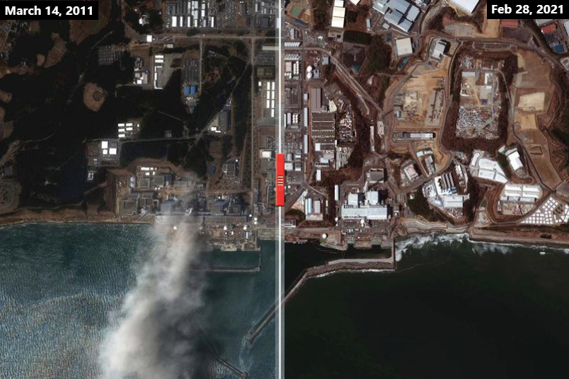 福岛核电站前后十年对比，可见不断扩建的储水罐 图_卫星拍摄图.png