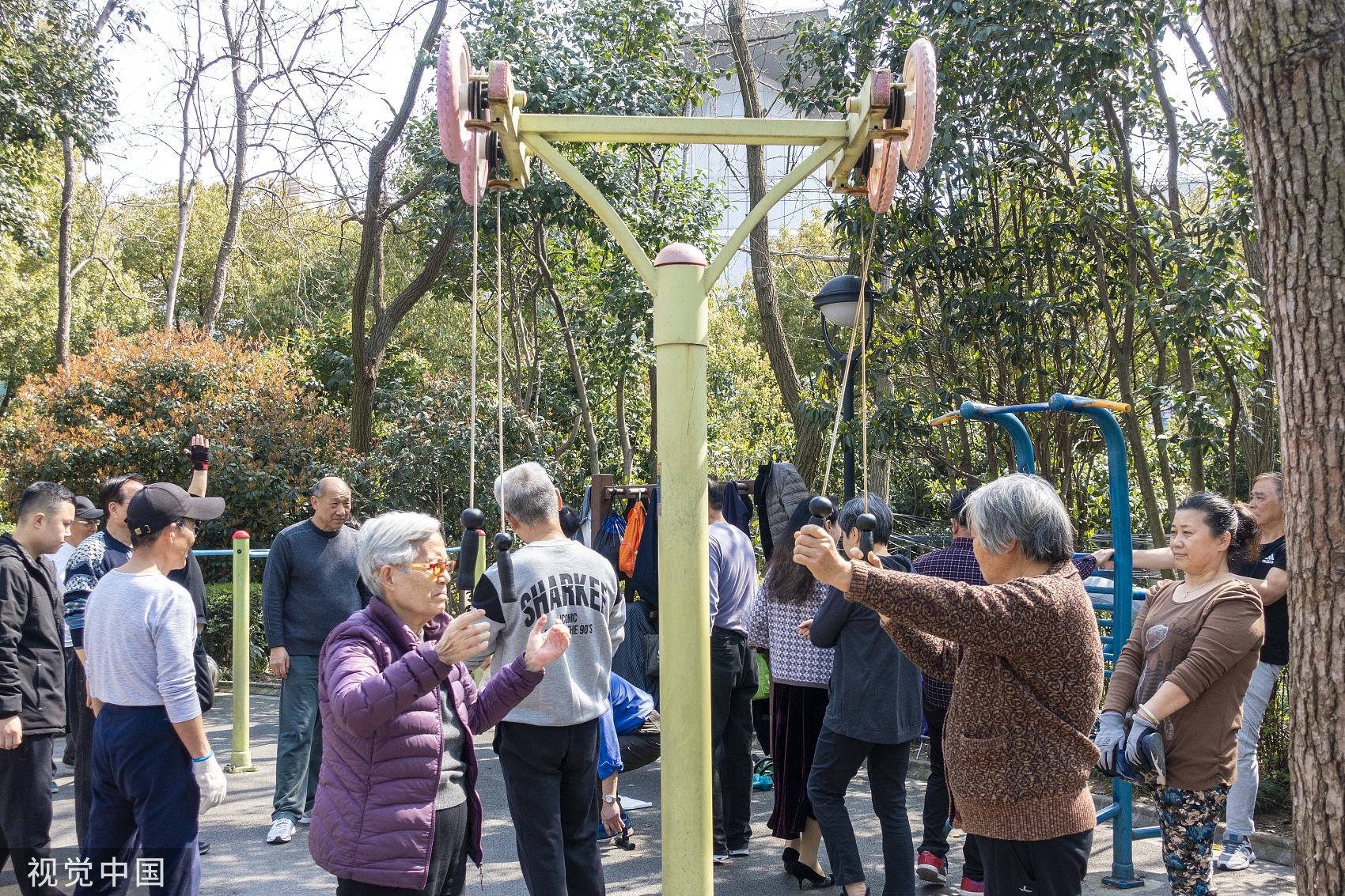 2019年3月26日，上海，公园里老年人正在健身。.jpg